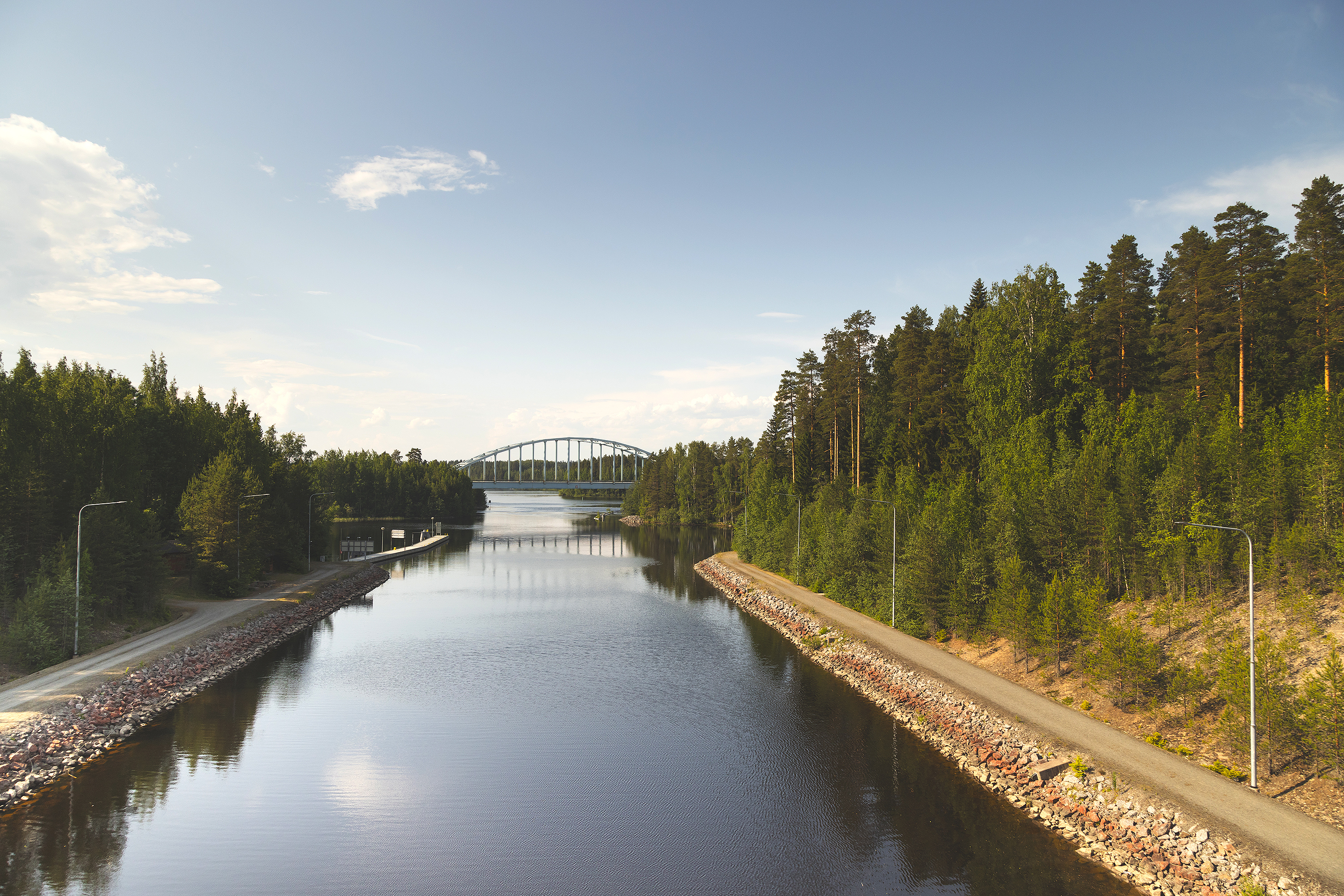 A bridge over a water route