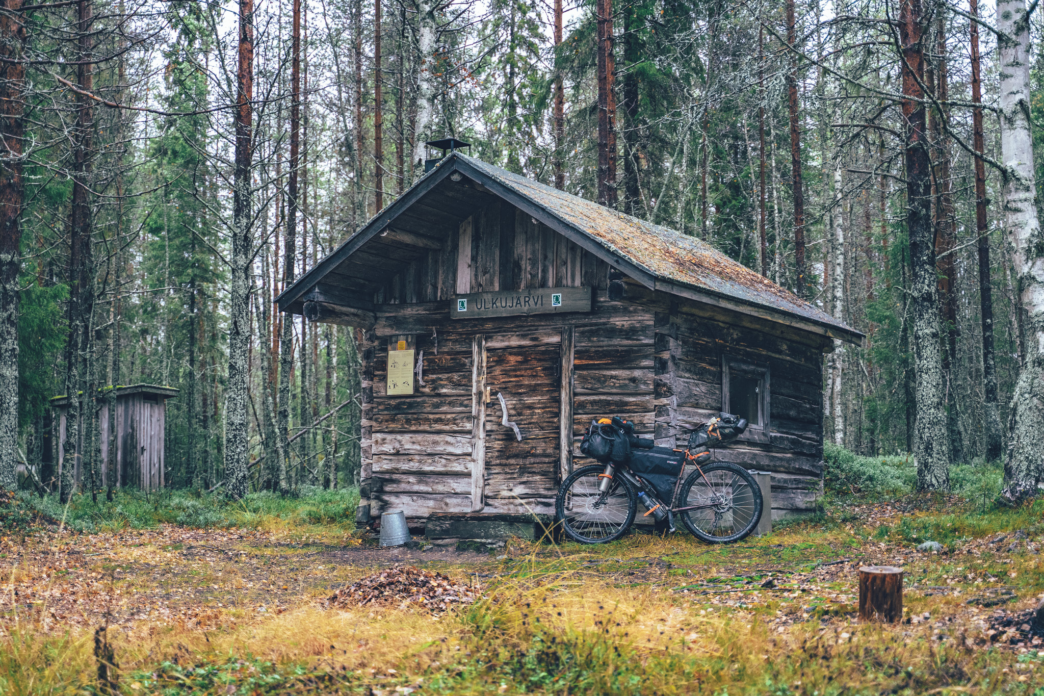 wilderness hut and bike