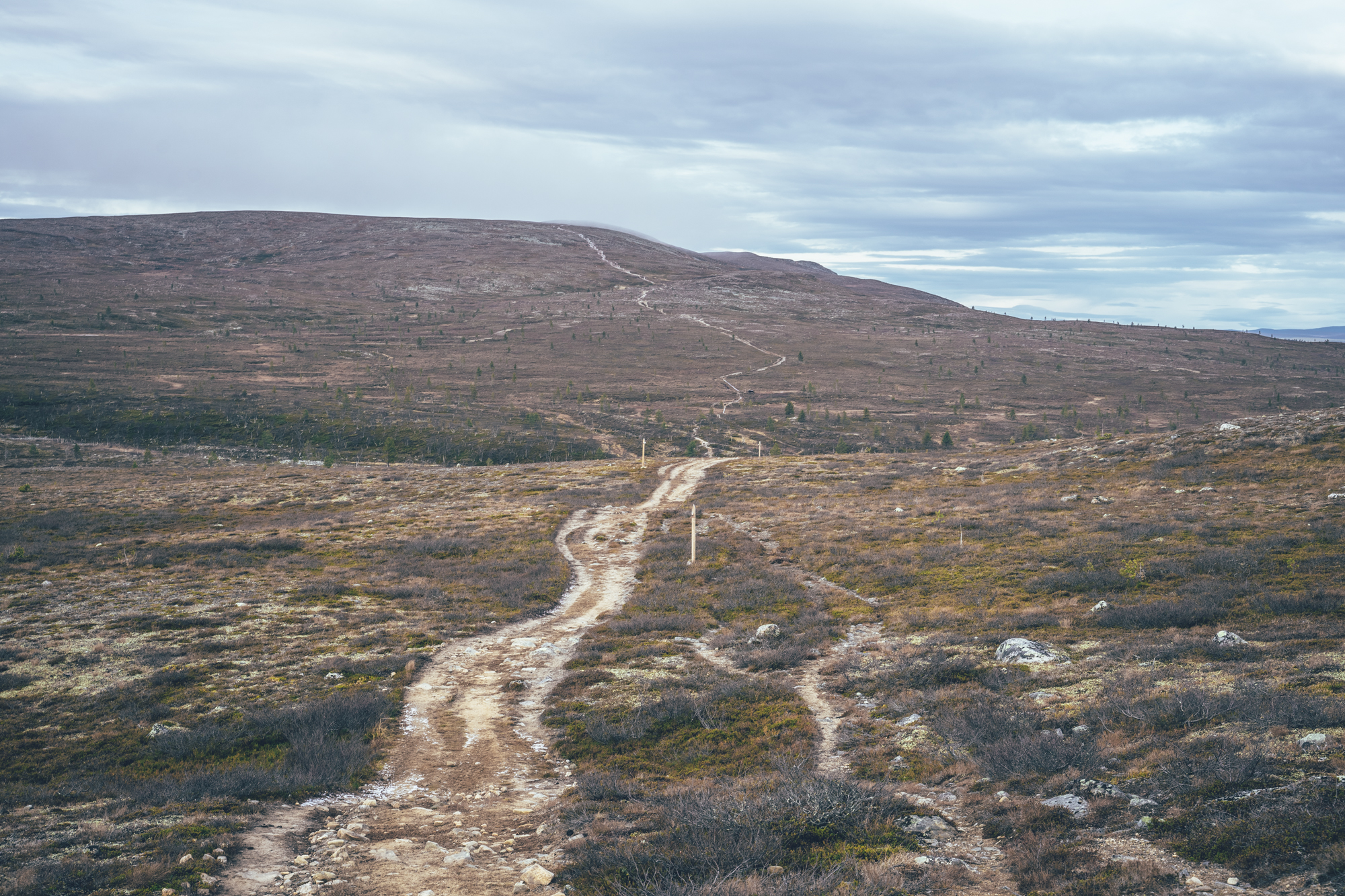 Arctic post road in the highlands of Lapland