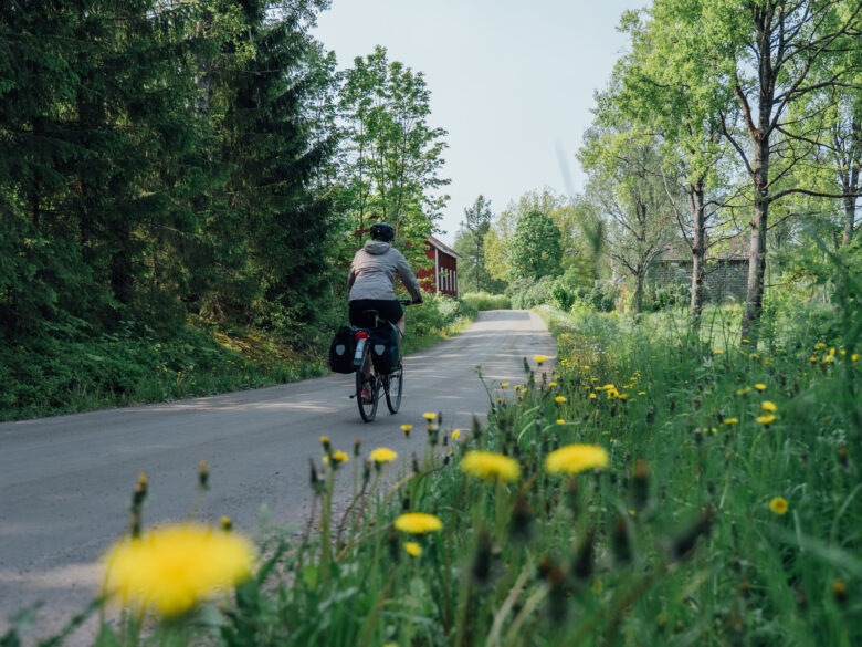 biker on a gravel road